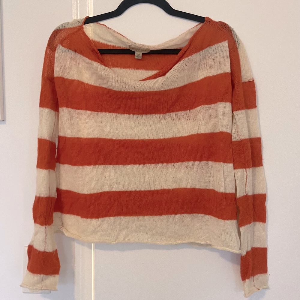 Burberry Orange and White Stripe Sweater
